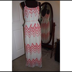 Chevron Chiffon Maxi Dress